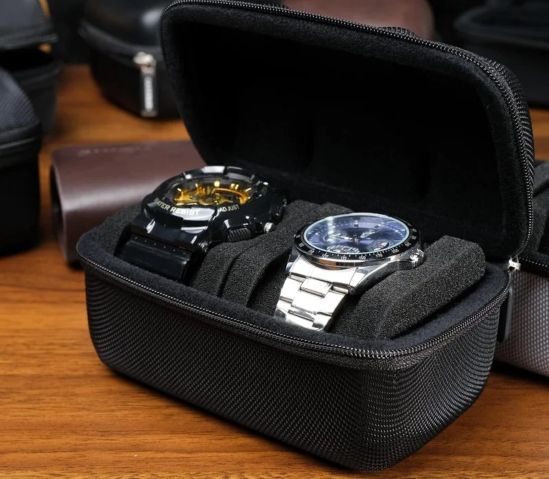 custom logo eva hard 1 2 3 4 5 slots portable travel smart watch roll storage case organizer box with foam pillow for men