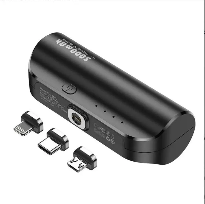 Portable Dust-proof magnetic suction heads 3 in 1 Fast charger 5000mah Magnetic battery pack Custom mobile power bank