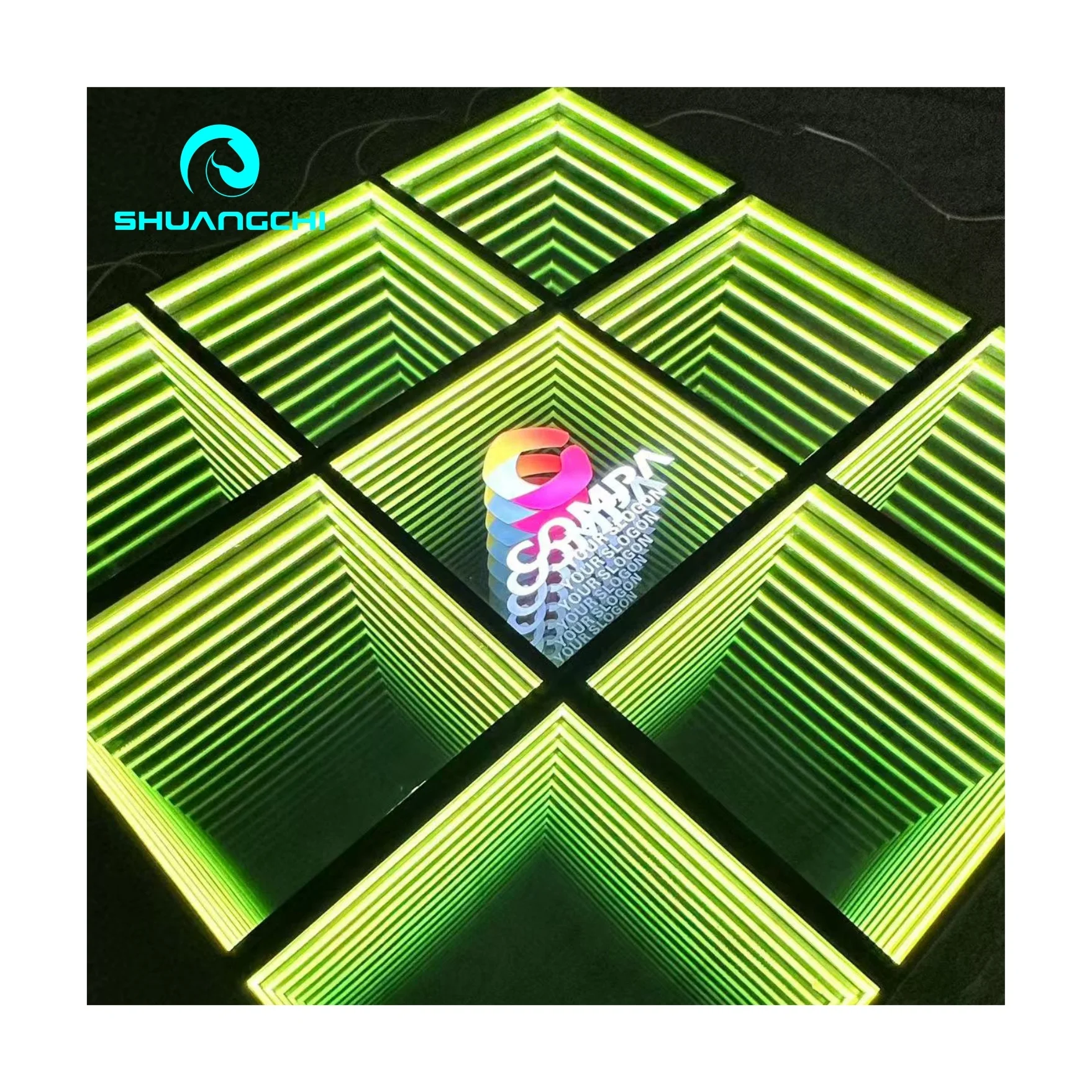 Brand marketing advertising wall mirrors Small Square Infinity Mirror Wall Sign Custom Rgb Infinity Mirror