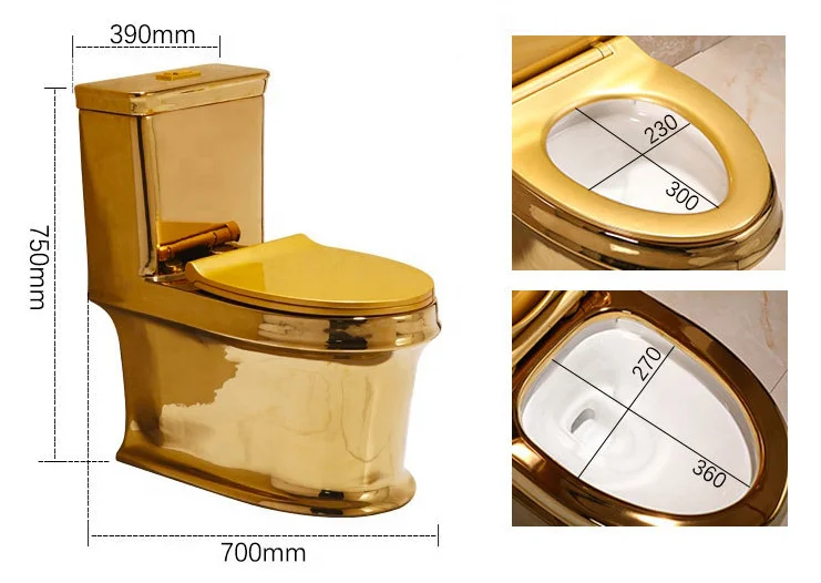 Modern Luxury Sanitary Ware High Quality Golden Color Bathroom Ceramic WC Dual-Flush Toilet Fashion Design