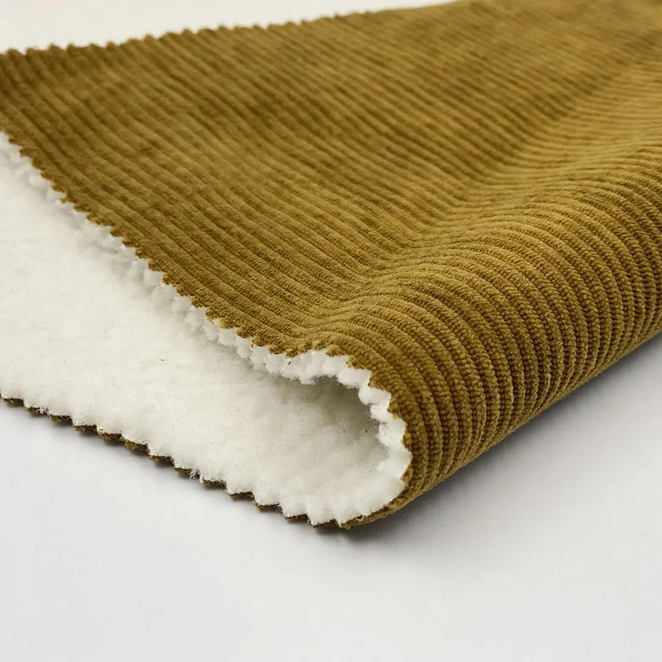 Fashion winter coat men woman garment suit Burnout outdoor wide wale corduroy bonded think fleece fabric for jacket