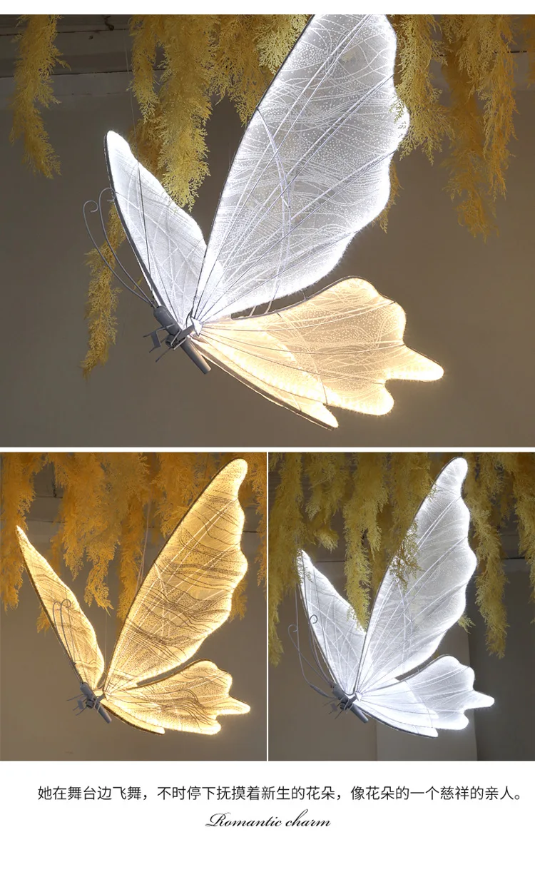 L900 Wedding Props Road Lead Led Butterfly Wings Party Events Decor Light Up Butterflies Ceiling Gold Butterfly Ceiling Light
