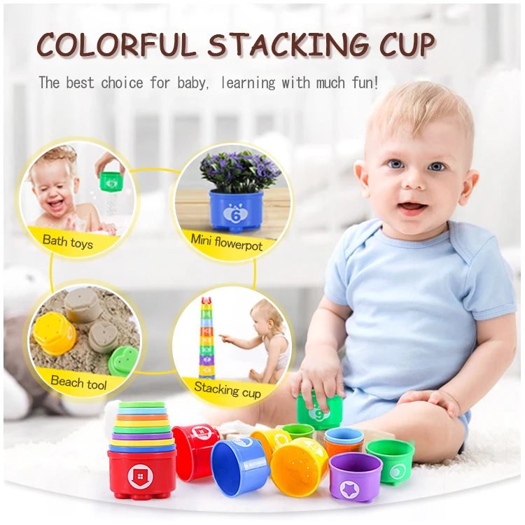 Baby Bath Funny Water Game Sport Stacking Plastic Cups toys