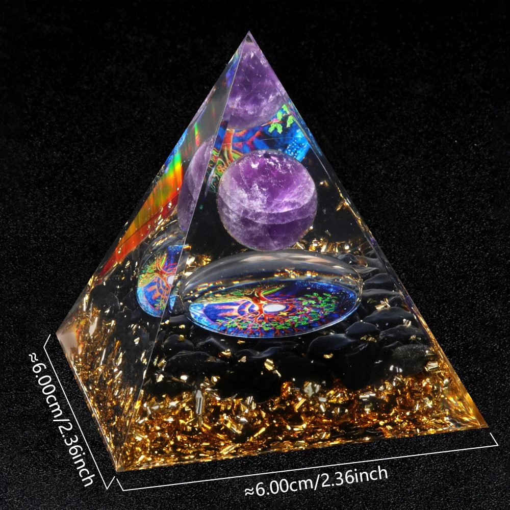 Positive Energy Pyramid Crystal Attractive Wealth & Healing Meditation Room Decor for Gift