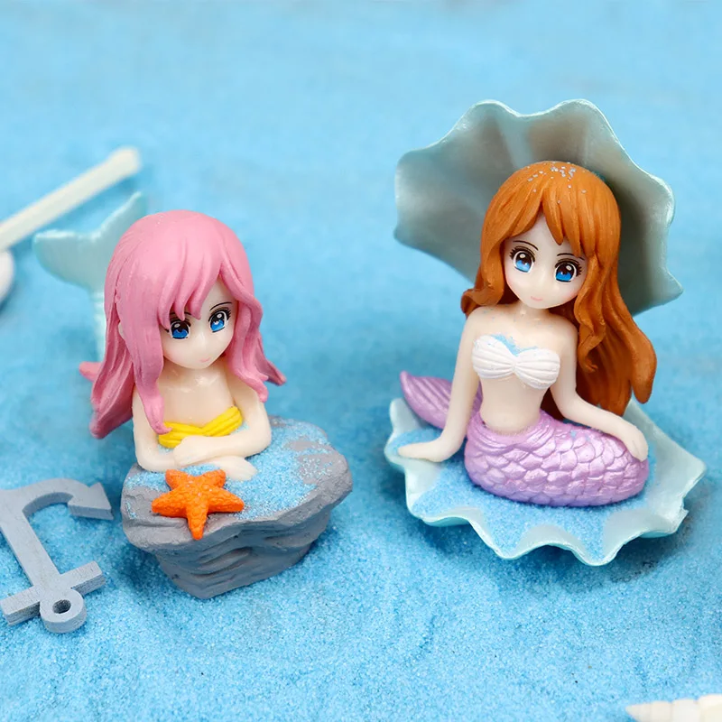 Mermaid C 3D Doll Action Figure Kids Gift Toy Miniature Pvc Craft Terrarium Micro Garden Ornament Figurines Cake Desktop Decor