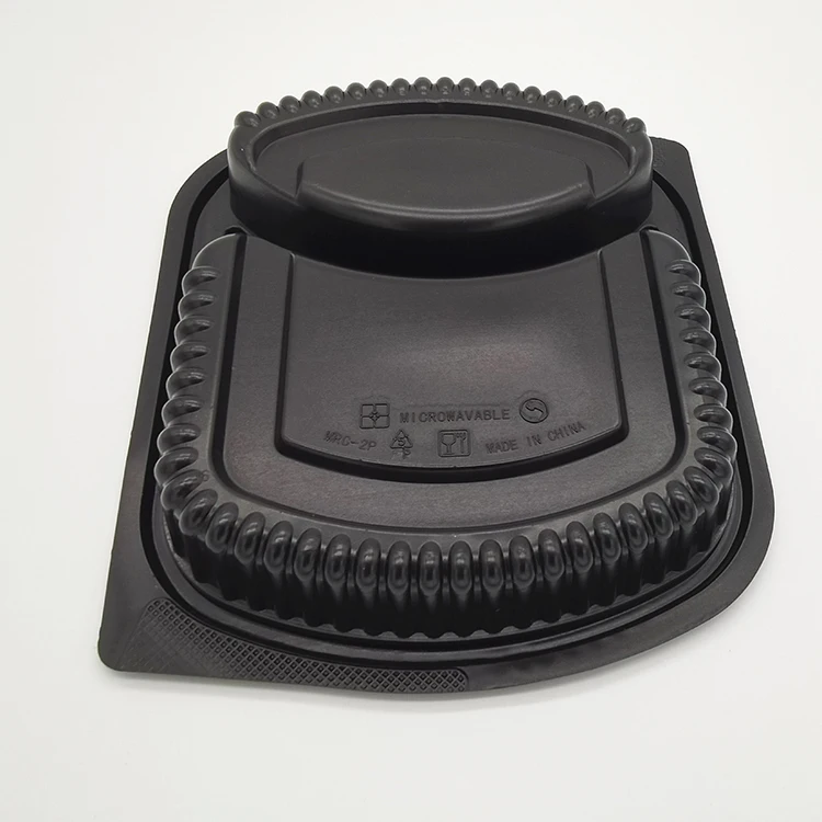 Cheap price eco-friendly plastic restaurant storage food box 2 compartment disposable plastic food containers