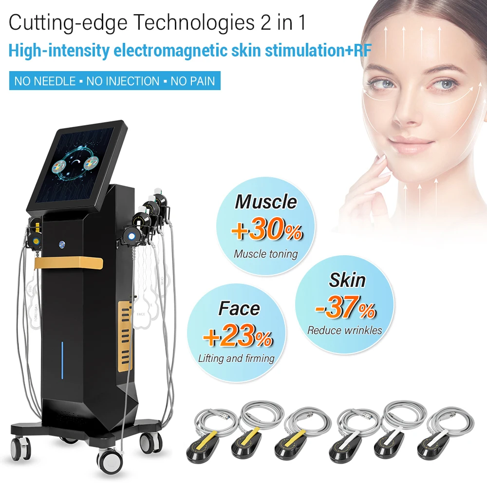Professional No card 6 Handles EMRF Facial Lifting Muscle Toning Ems RF face lifting Machine for salon