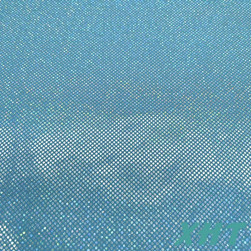 Ocean Blue  foil  for  hologram foil printed spandex stretch fabric for swimwear costume wear
