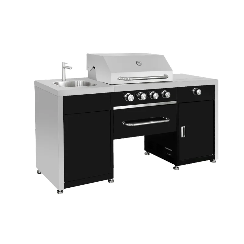 GE400SS freestanding bbq propane gas grill with fridge and side burner oven sink combination cabinet for Outdoor Modular Kitchen
