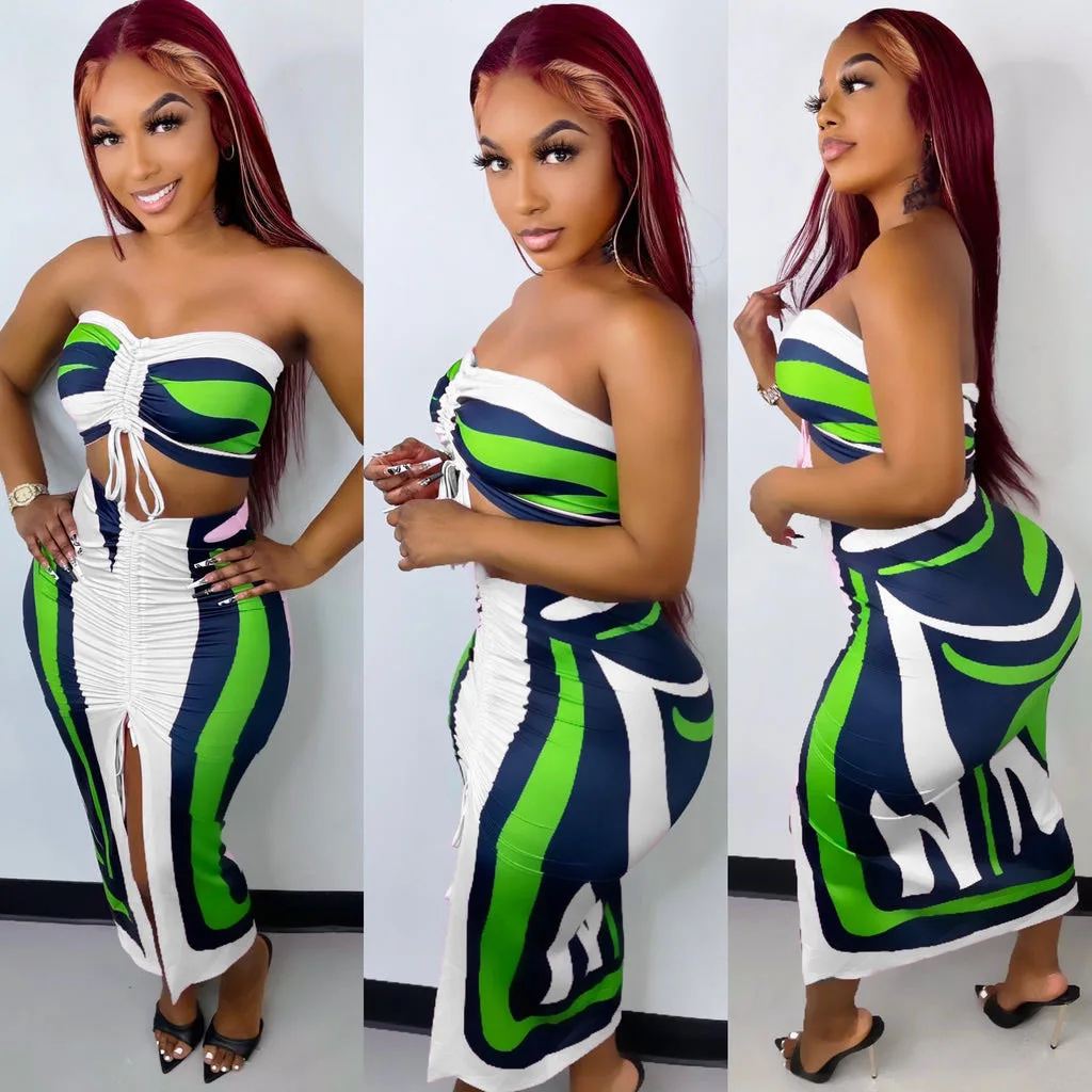 S to 2XL 2022 Summer Women Luxury Clothing Lounge Wear 2 Piece Sexy Skirt Set