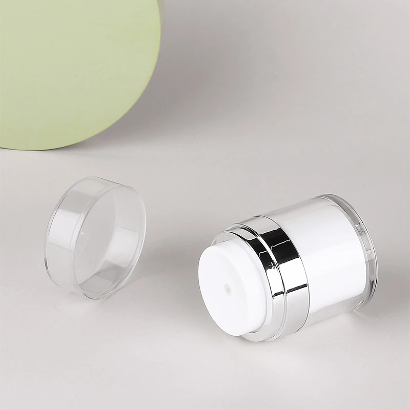 High-end Luxury Silver 50g Cosmetic Packaging Container Airless pump Jar for Cream Foundation