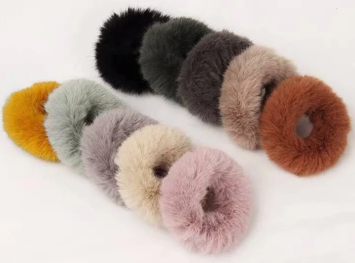 2019 new style factory supply Cony Hair Elastic Hair Bands Strong Elasticity Furry Ornament Hair Tie Headwear