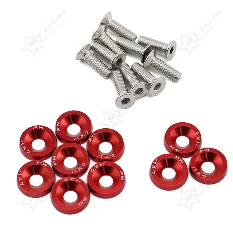 M6 Screw Pernos Y Tuercas Custom Logo Password Pwjdm Jdm Aluminum Washer Fender Bumper Bolt Compartment Engine Bay Dress Up Kit