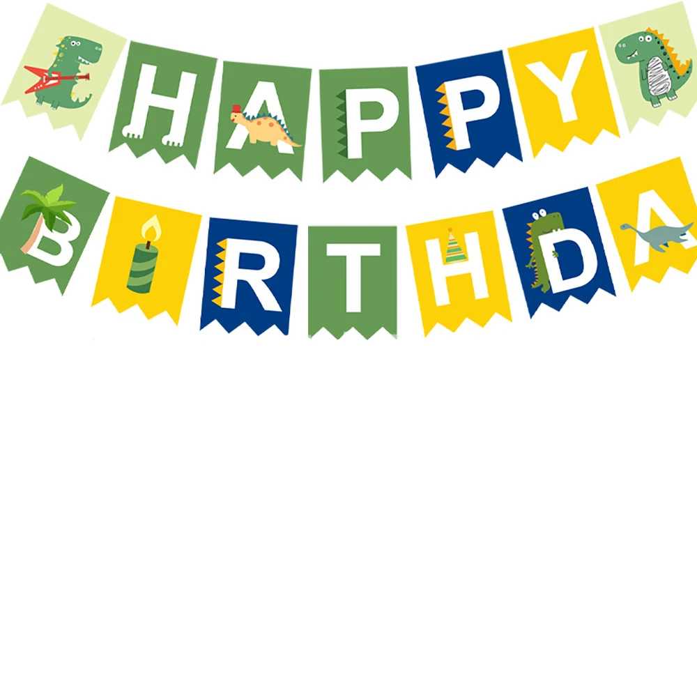 Customize Happy Birthday Banners Print Hanging Banner Paper Flags Colorful for Birthday Decoration Party Favors