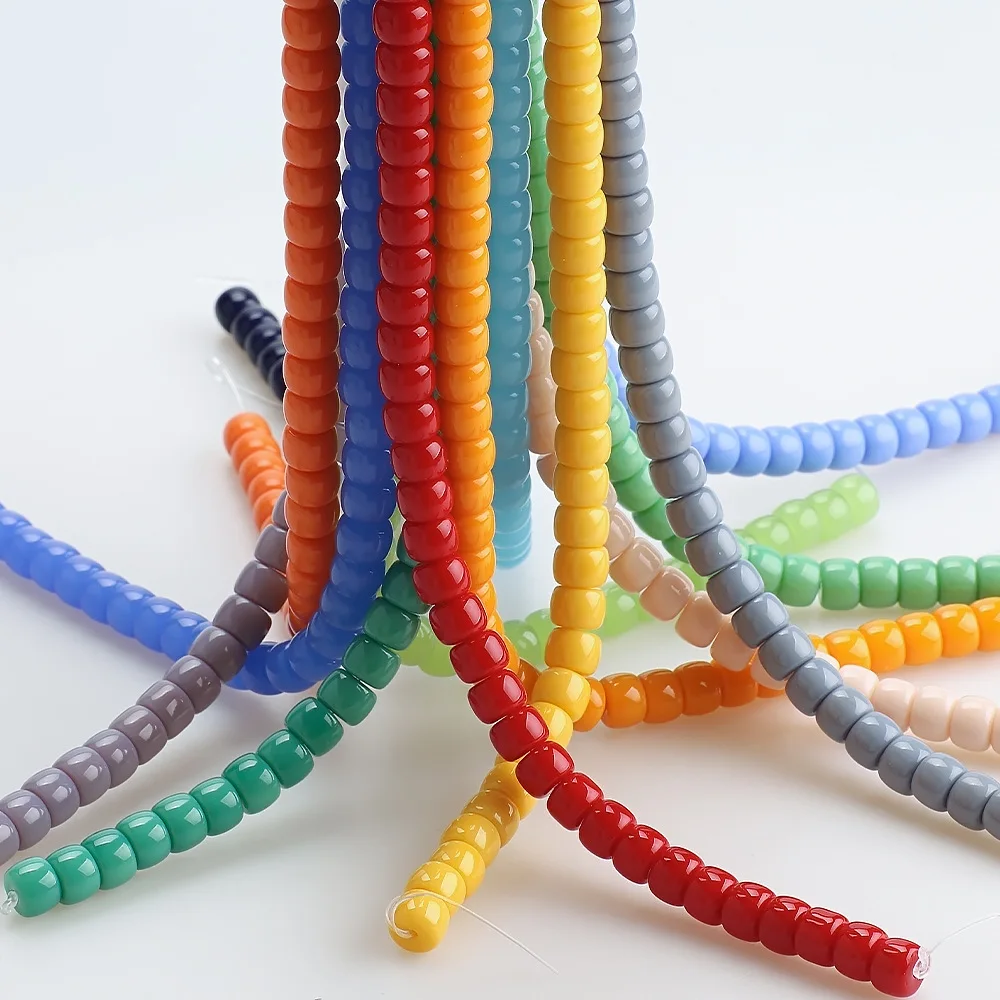 8x6mm Coloful Glass Crystal Beads Cylindrical Loose Spacer Beads For Jewelry Making Supplies DIY Charms Bracelet Necklace 15'