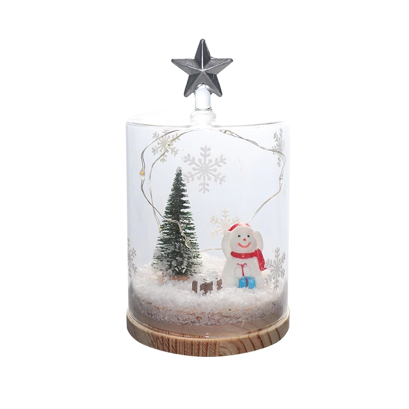 Five-pointed star candlestick Christmas snow light Glass candle holder carved glass candle jar