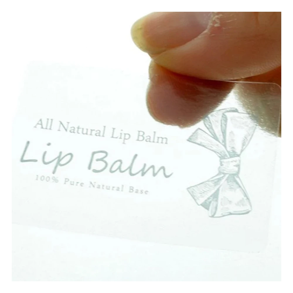 Custom transparent label for cosmetic products used with strong adhesive, clear PET labels for lipstick