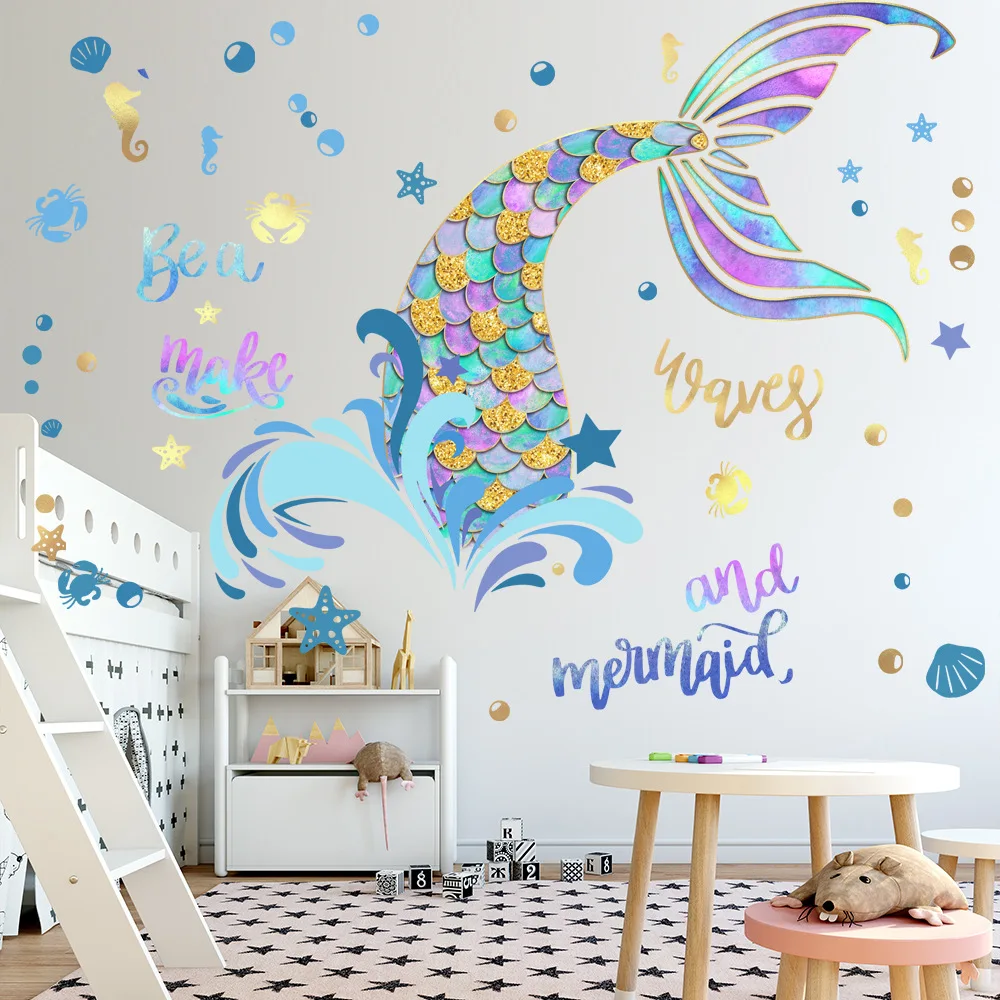 Kids 3D Mosaic Home Decoration Bedroom Wall PVC Sticker Vinyl Self Adhesive Fluorescence Wallpapers Waterproof for Living Room
