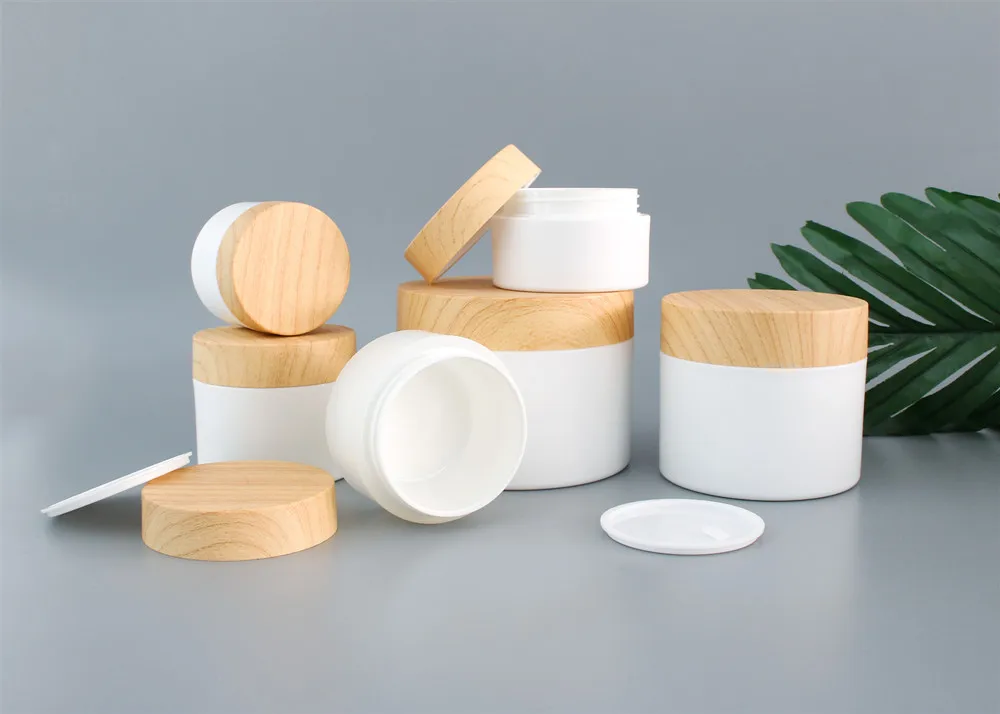 Роскошная косметика 20 г 30 г 50 г 100 г 150 г полипропиленовая пластиковая банка для крема по уходу за кожей с бамбуковой деревянной крышкой