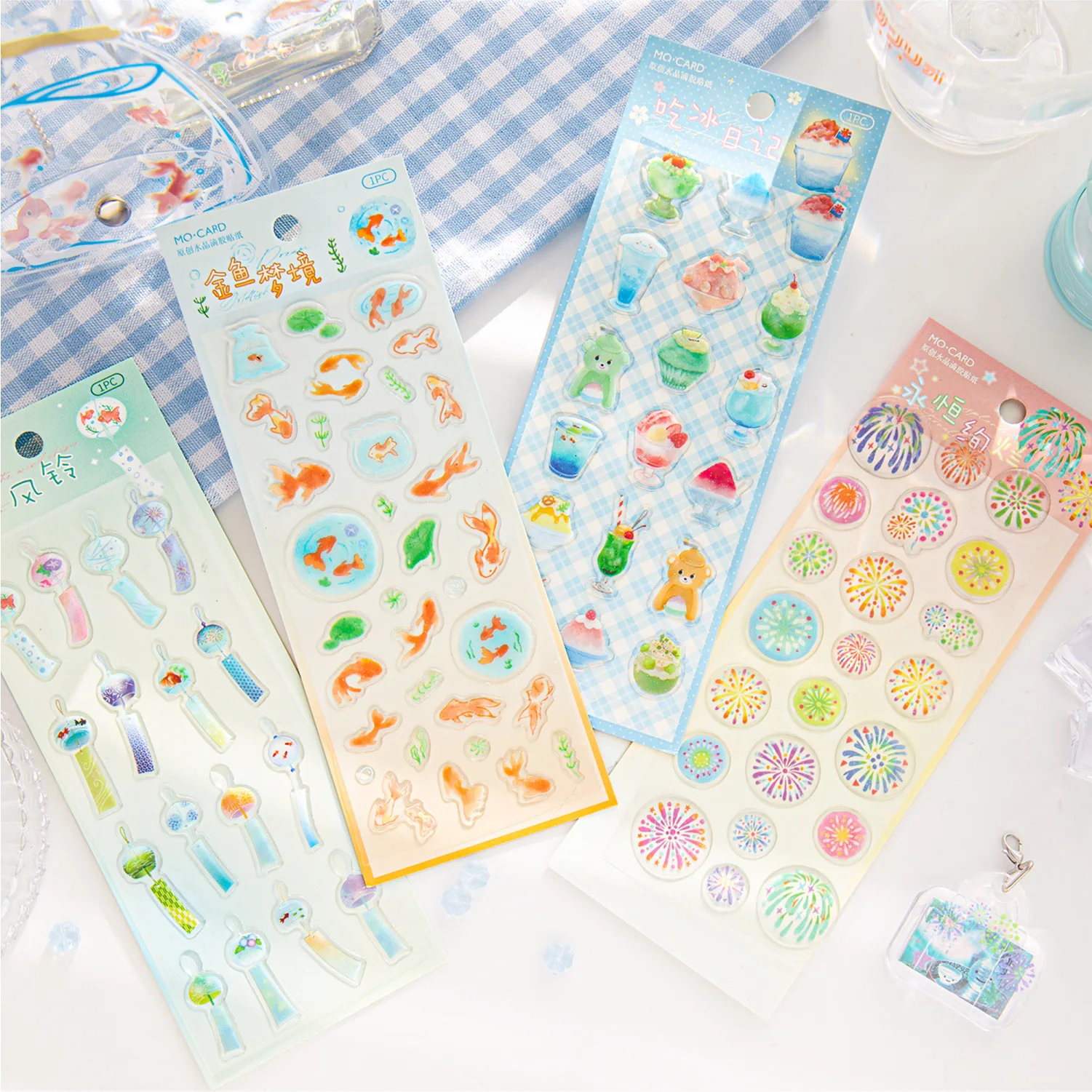 STICKERS PUNK 3D Resin Koi Fish Fireworks Sticker Goldfish With 3D Effect Resin Stickers for Phone Scrapbooking Journal 05831