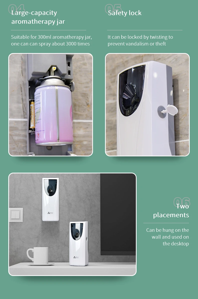 Custom LOGO Automatic Spray 300ml Fragrance Aerosol Timer Device Room Toilet Air Freshener Dispenser