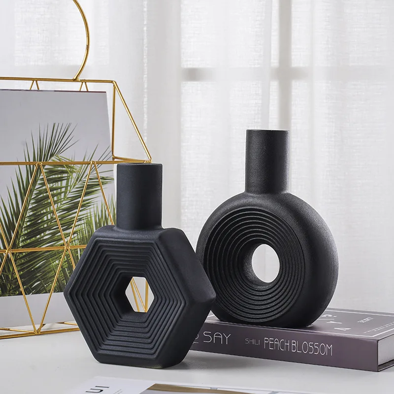 Wholesale Modern Nordic Donut Flower Pot Home Decoration Accessories Floral Small Ceramic Vase