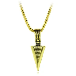 Vintage Stainless Steel Pendant Jewelry Hiphop Long Chain Spearhead Necklace Punk Style Arrowhead Necklace for men