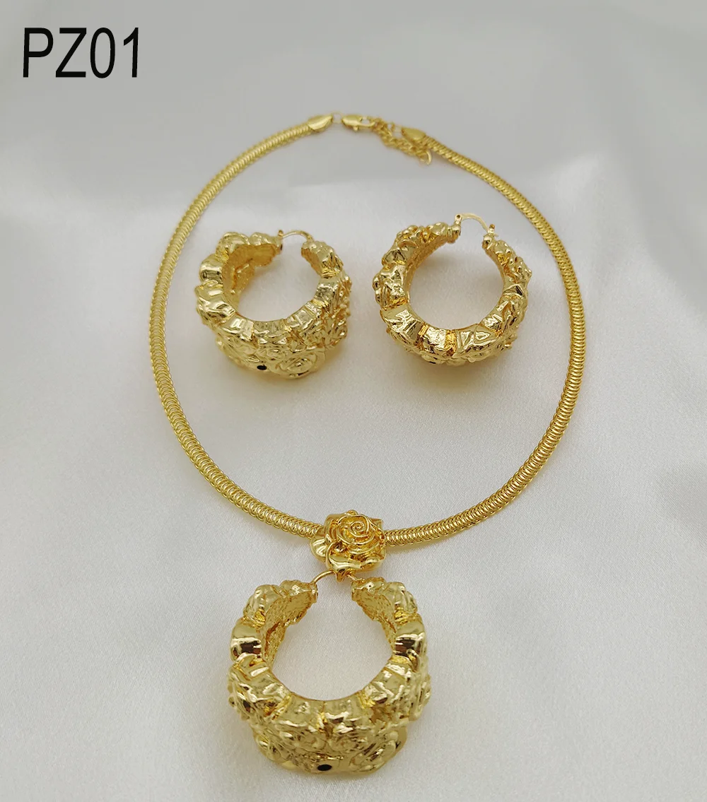 Новый дизайн модные комплекты ювелирных изделий для женщин позолоченные серьги с пердантом ювелирные изделия из Дубая Африканские свадебные