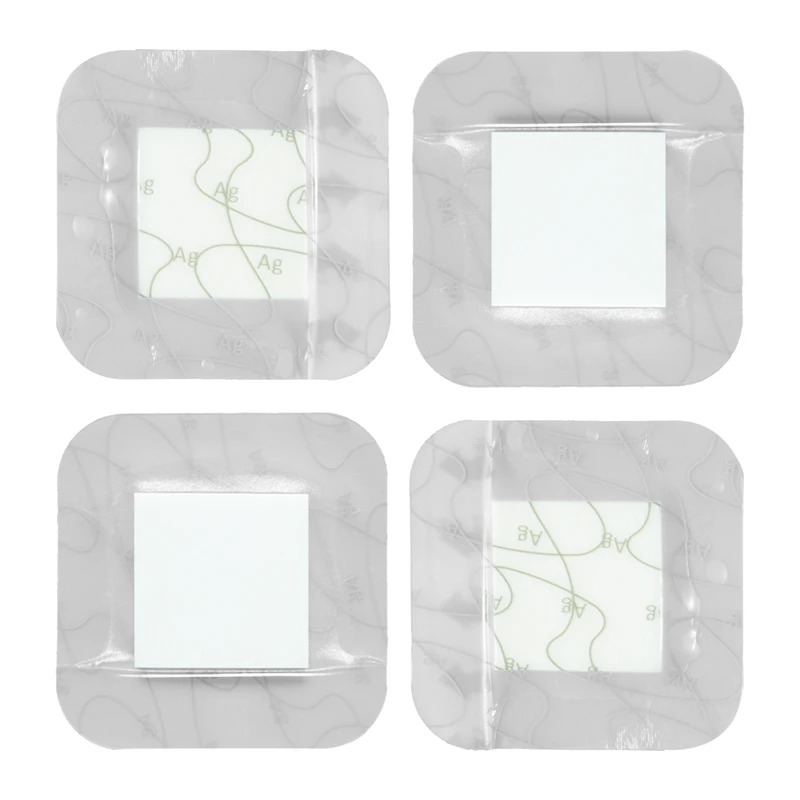 Manufacturer Custom Medical Silver Adhesive Wound Dressing Band-Aid Style Ag Foam Self-Adhesive Dressing Prevent Wound Infect