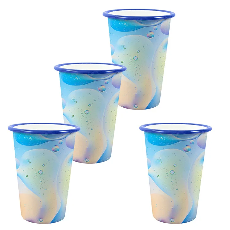 Custom design coffee mugs with custom logo sublimation enamel campfire mug coated enamel flower tea cup promotional gift