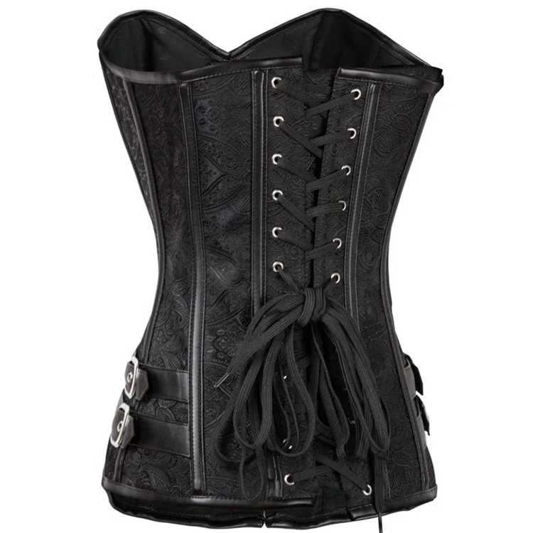 Steampunk Brown Gothic Overbust Corsets & Bustiers Steel With Buckle Back Lace Up Closure Corset For Women