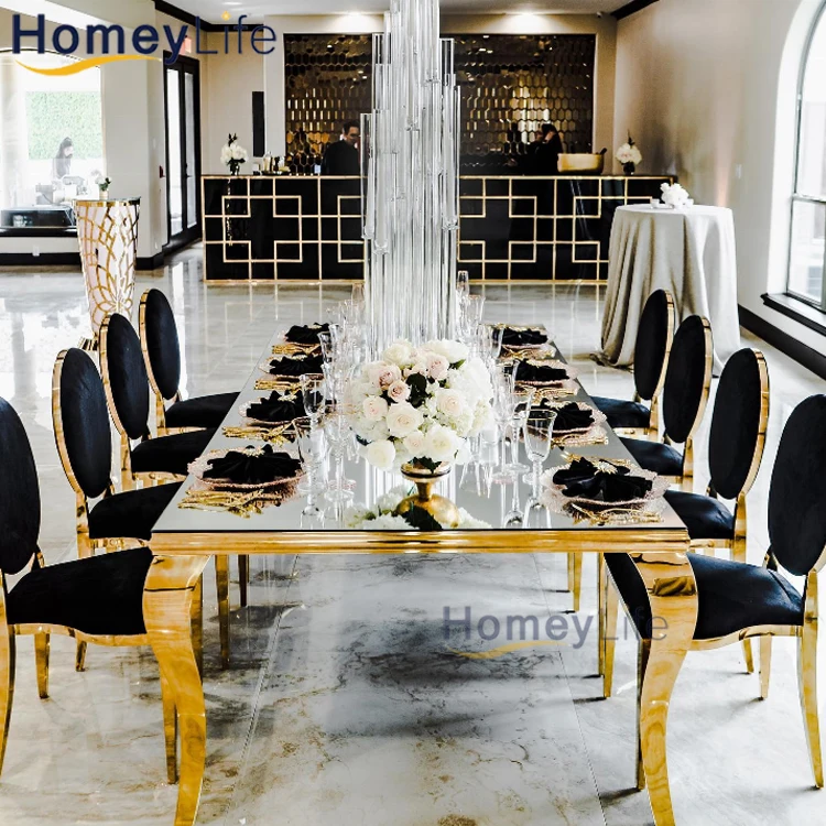 Luxury glossy wedding main table white long wedding tables for wedding furniture