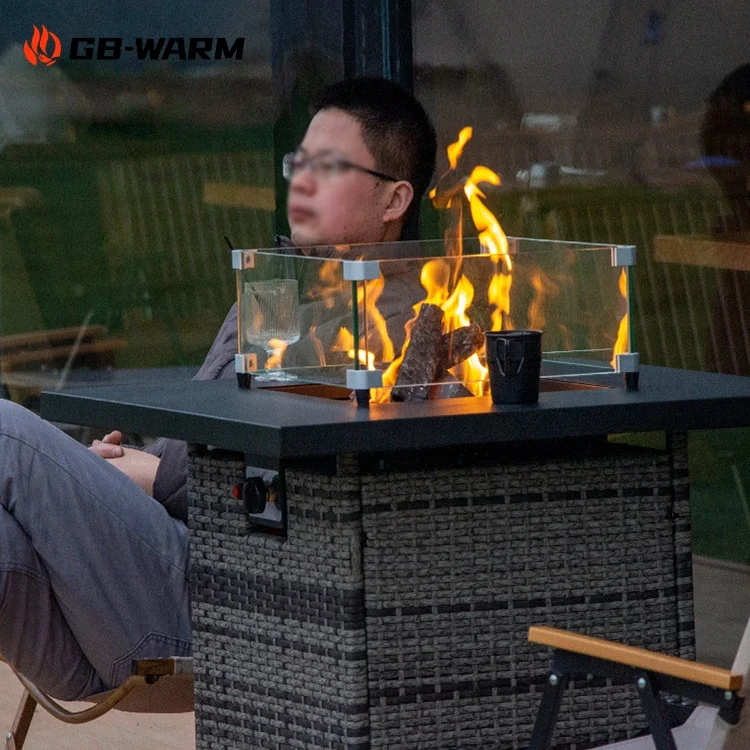 Restaurant Garden Supplies Rattan Furniture Hot Sale Modern Table Top Fire Pit