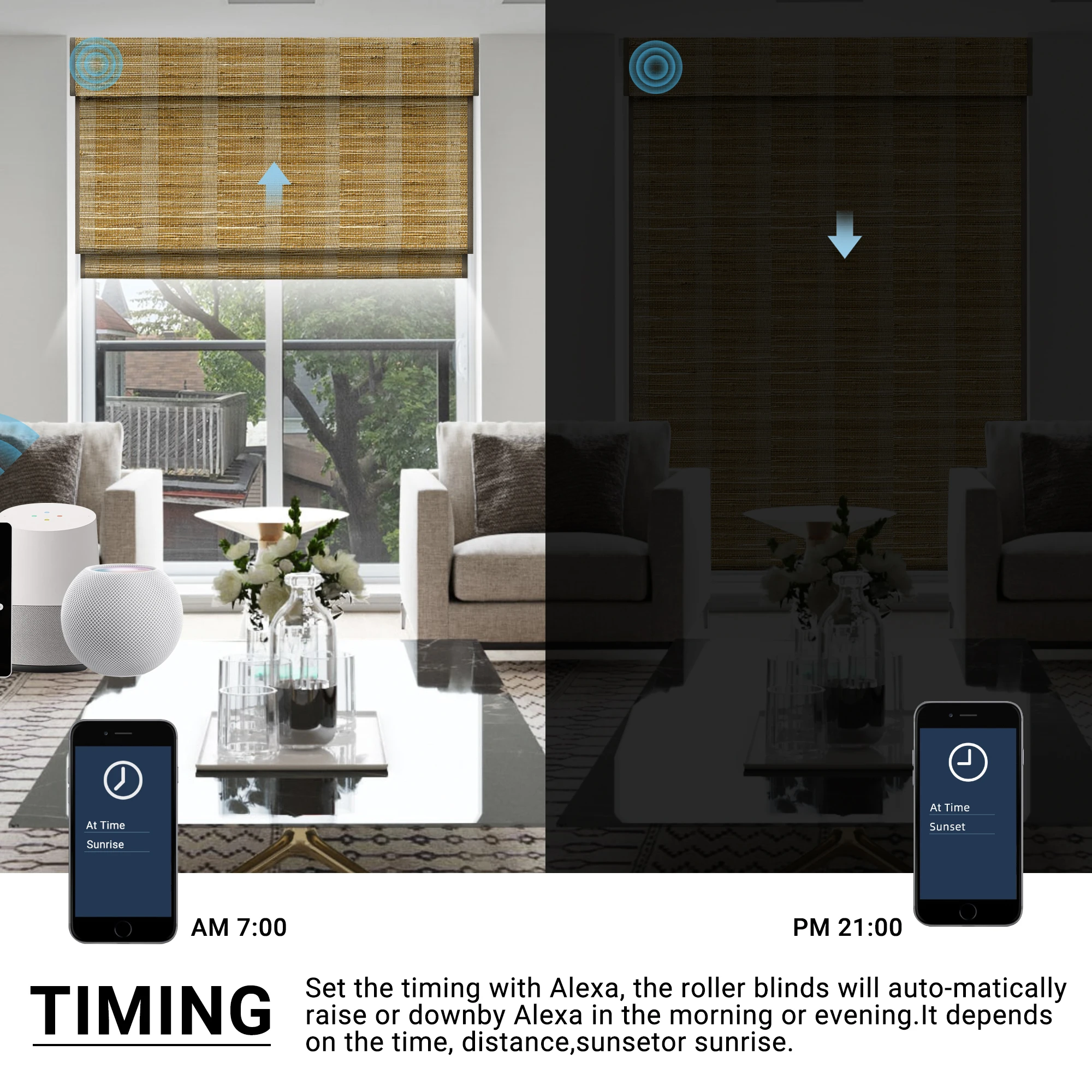 Deyi Smart cordless natural grass bamboo jute ramie yarn woven wood blackout liner motorized smart roman shades