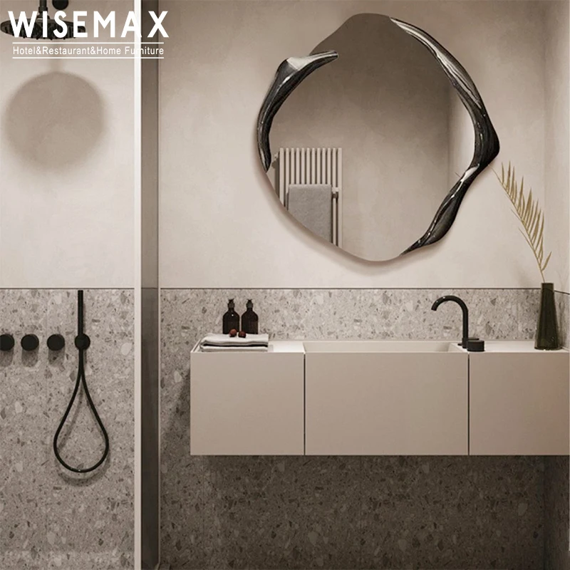 WISEMAX FURNITURE Light luxury design makeup table mirror wooden frame home decor irregular wall hanging mirror set living room