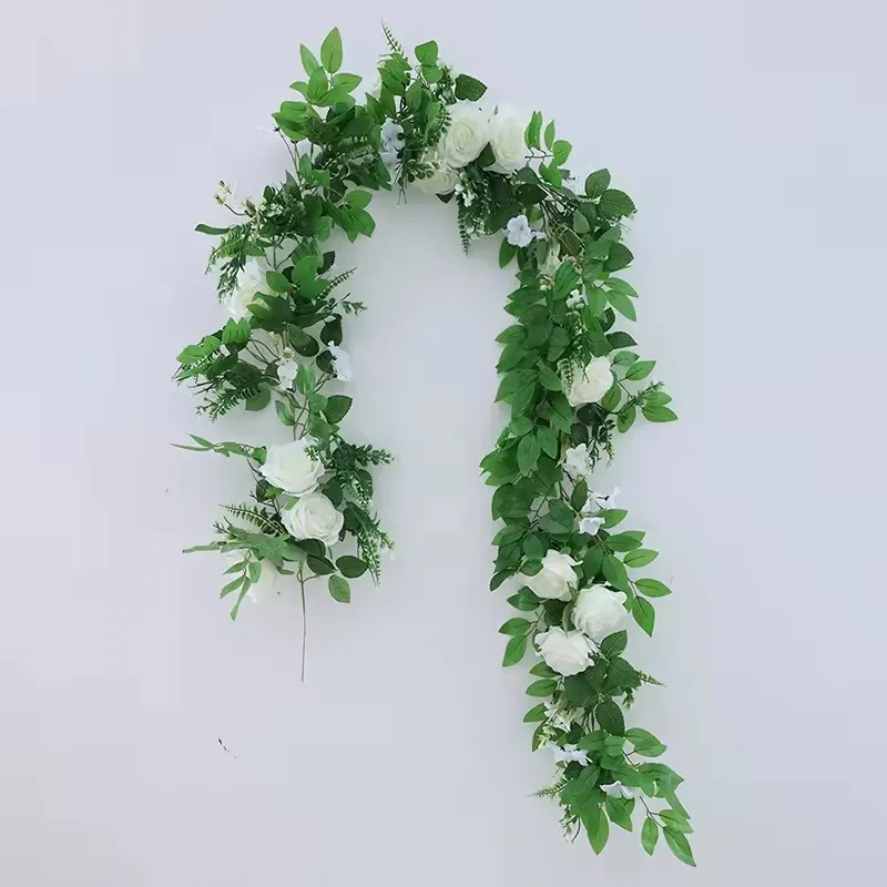 Cheap price 200 cm flower garland artificial green flower vine for wall decoration