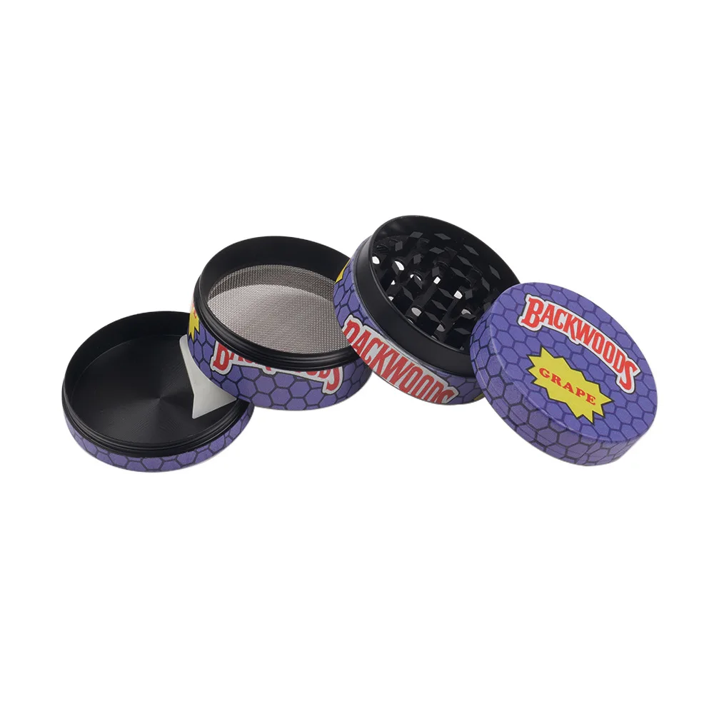 
BEYOU Custom Printed Backwood Tobaco Grinder 4 Layers Zinc Alloy Smoking Weed Herb Grinder 