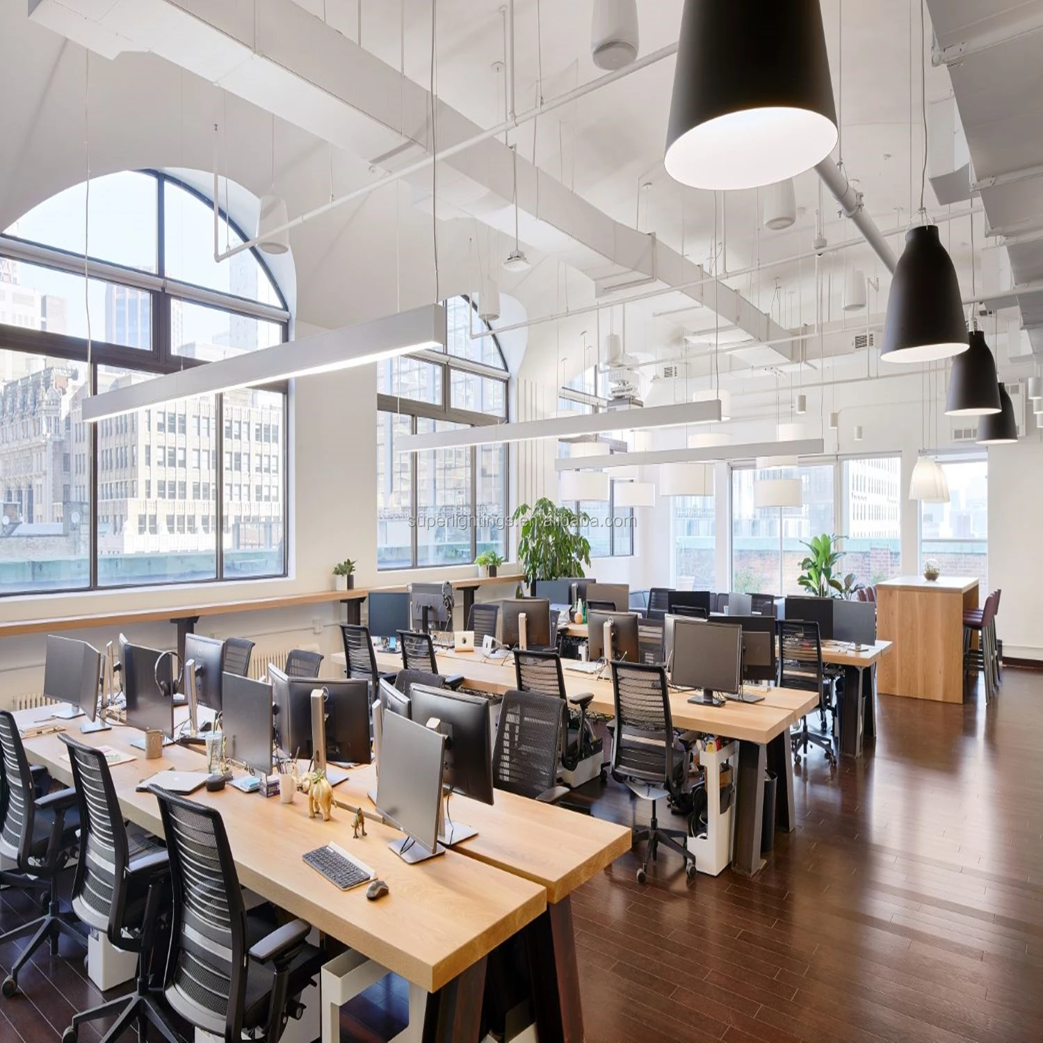 emergency led linear lighting fixture RGBW 0-10V dimmable 4 feet decorative pendant lamp for shopping malls office school