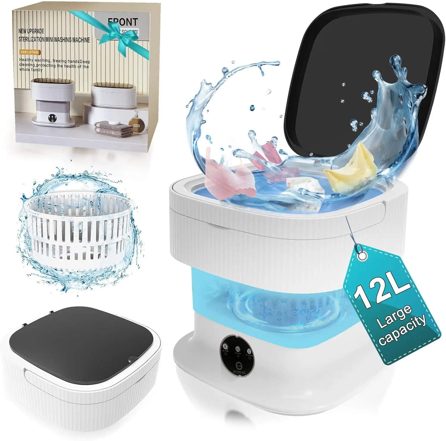 Portable washing machine Compact washing machine suitable for baby clothes Underwear Socks Travel Camping Dormitory Apartment