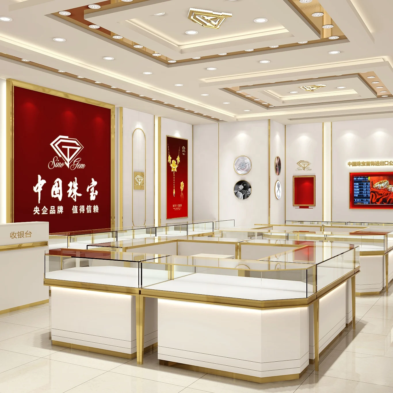 Hot popular commercial Jewelry display showcase shopping mall Watches&phone glass showcase with LED
