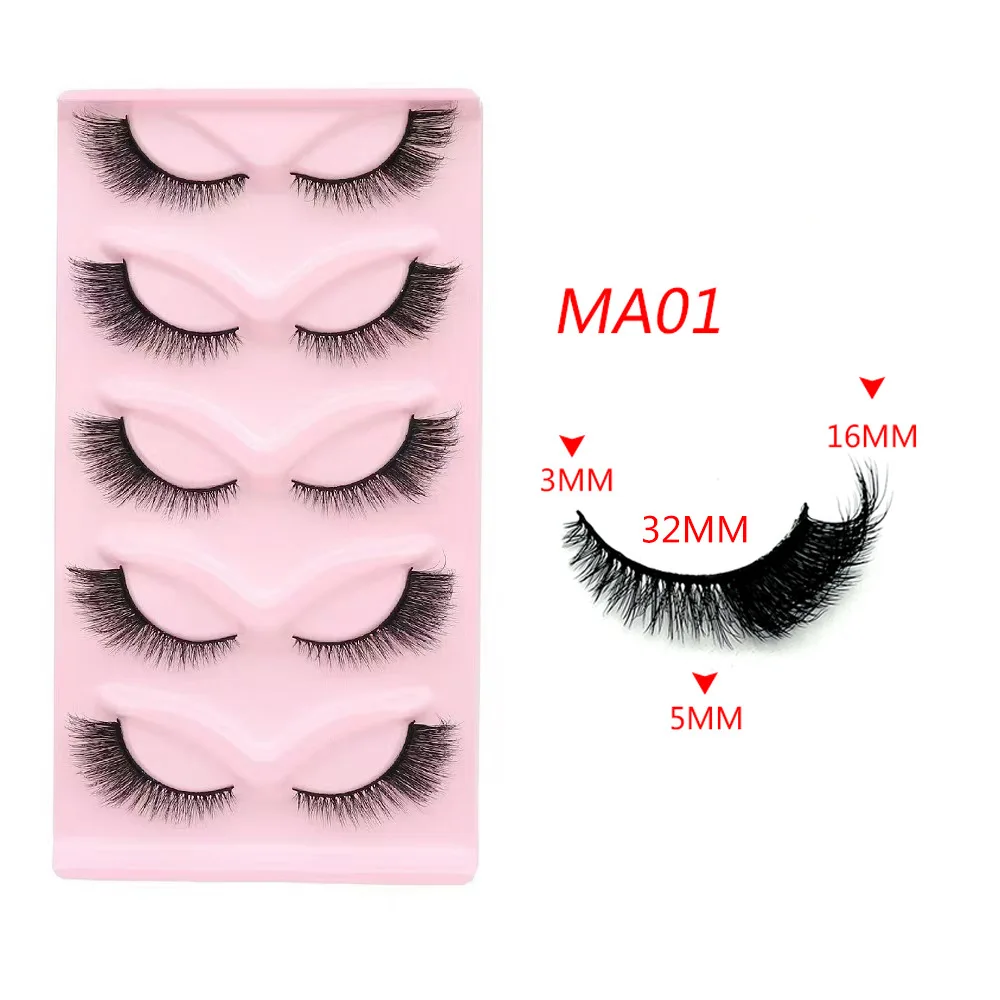 Fox Cat Eyelashes 8-13mm Cruely Free Faux Mink Eyelashes Natural Synthetic Mink Lash Wholesale Soft 3D Full Strip Eyelashes
