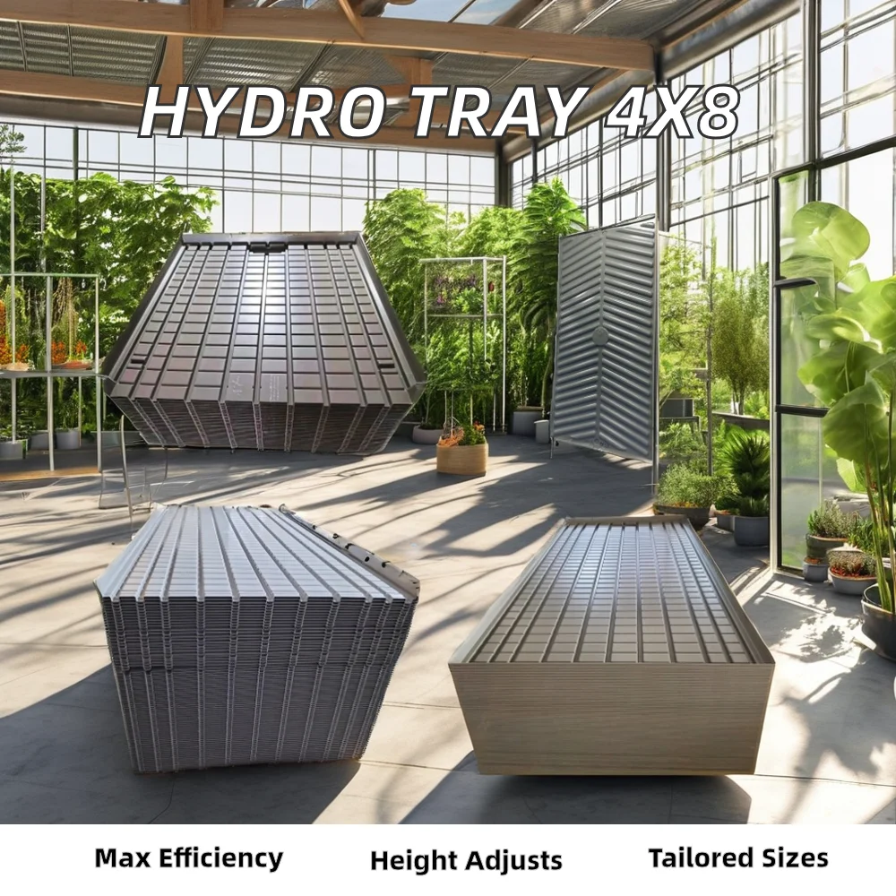 Large 4ft*8ft Eco-Friendly PC Sheet Culture Hydroponic Aeroponic Tray Stable Ebb and Flow Tray with Rolling Bench for Plants