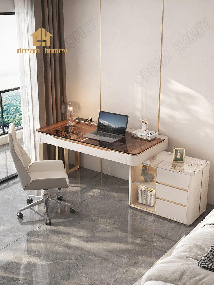 Italian light luxury SLATE office desk