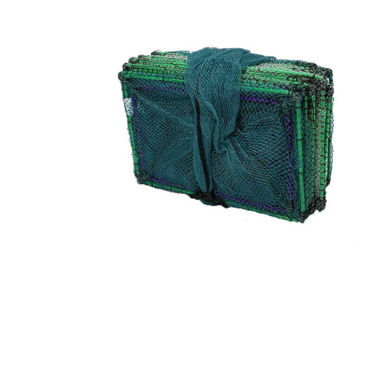 Fast Delivery Commercial Foldable PE Mesh Crab Fish Pot Shrimp Crayfish Spring Trap 22cm*35cm*29knots(102yarn)