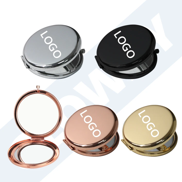 Custom Double-Sided 1X/2X Magnifying Gold Gold Promotional Folding Portable Metal Pocket Pocket Makeup Mirrors