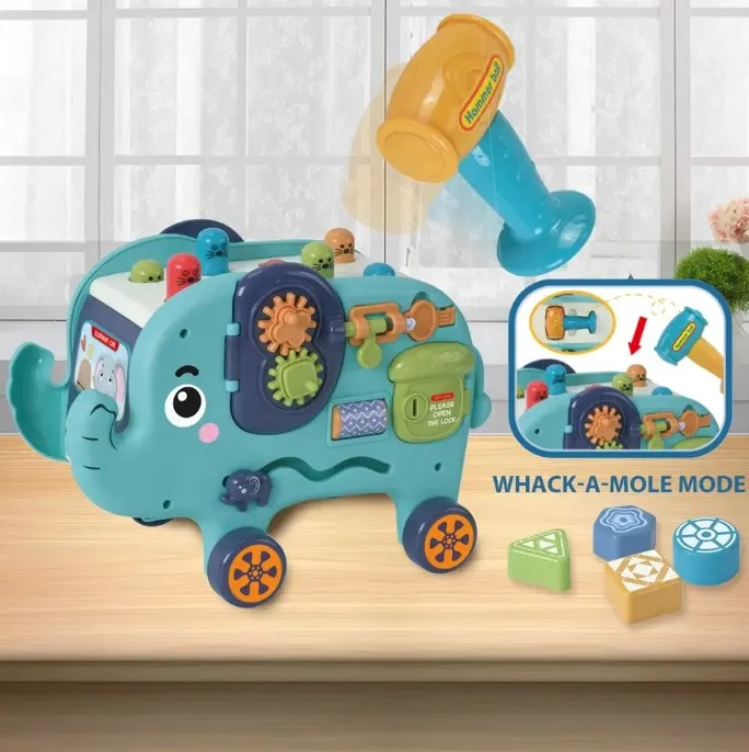 Multifunction Elephants Car Educational Whack A Mole Play Hamster Montessori Toy Shape Matching Game For Baby