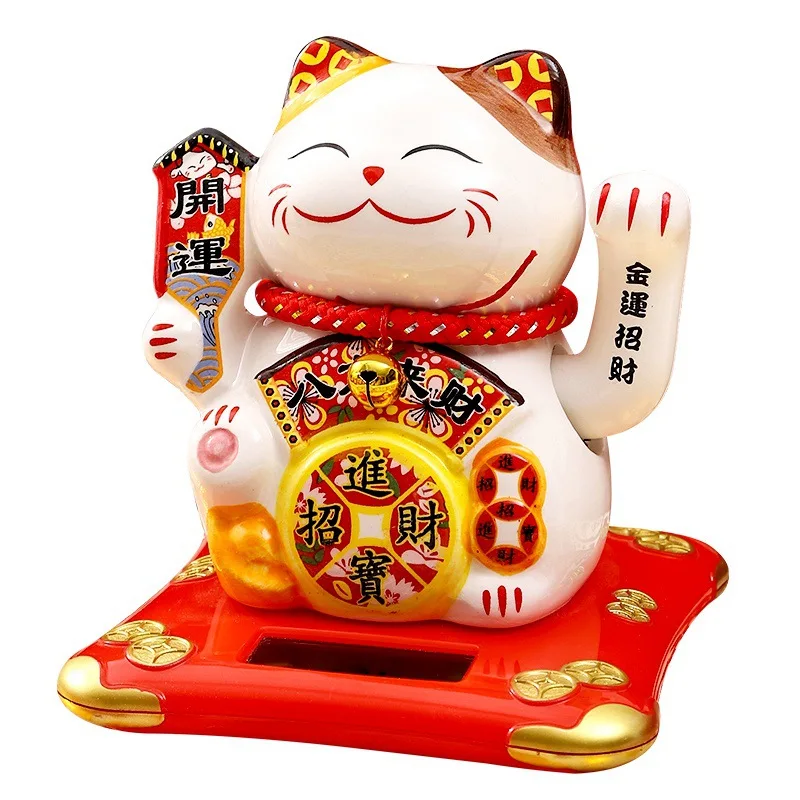 2022 Solar Car Money Cat Opening Automatic Shaking Hand Office Home Living Room Mini Small Gift Ornaments
