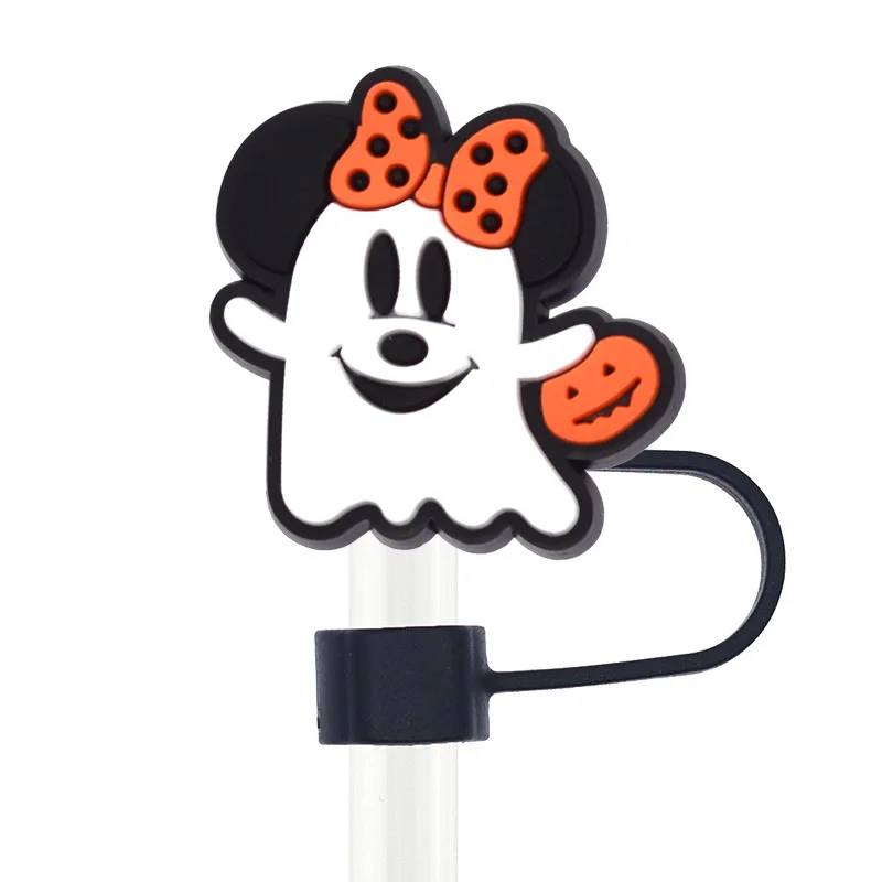 Wholesale Fashion PVC Silicone Pink letters Cartoon Anime Cute Dustproof Straw Cover Cap Charms For Straw