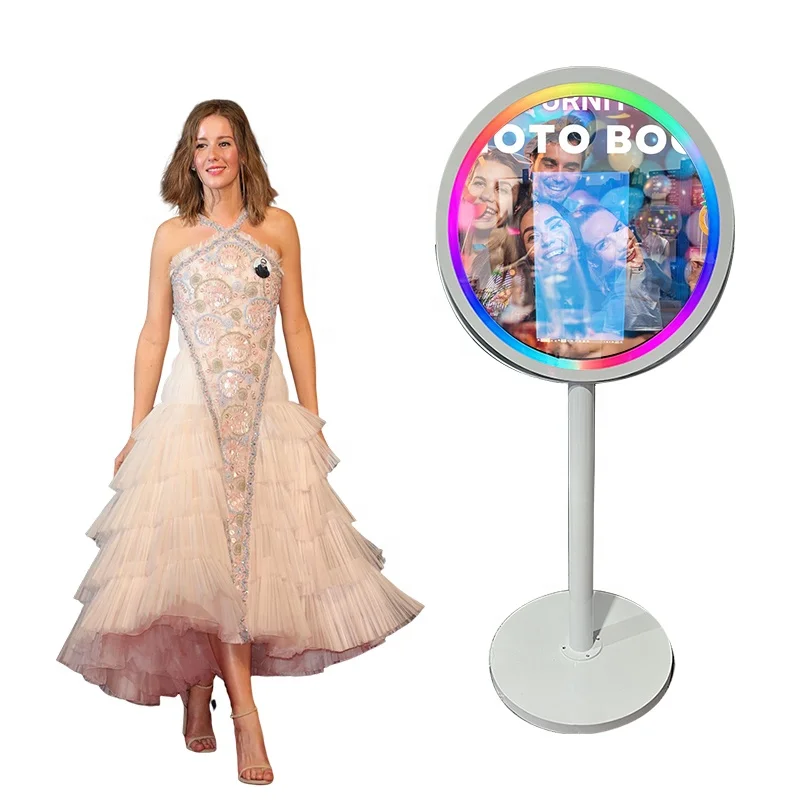 2024 Hot Selling Fotomaton Wedding Rental Large Size Round Photo Booth Machine Magic Mirror Photo Booth with Camera Flight case
