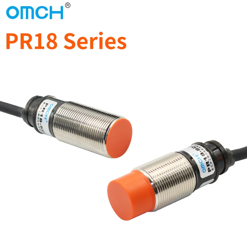 OMCH Proximity Switch Sensor PR18 Series Inductive Metal Type PR18-5DN PR18-8DN M18 Cylindrical Waterproof Anti-Dust DC12-24V
